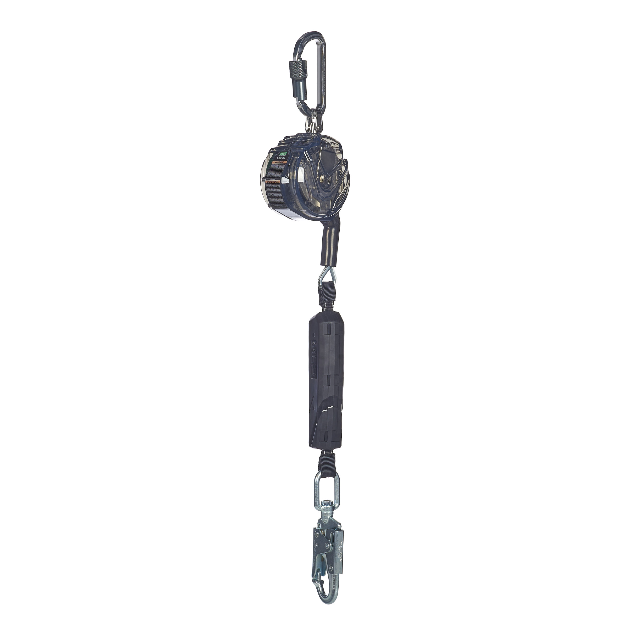 V-TEC PFL, 10', single-leg, 36CS swivel snaphook, aluminum triple action carabiner (top), ANSI Z359.14-2021, OSHA